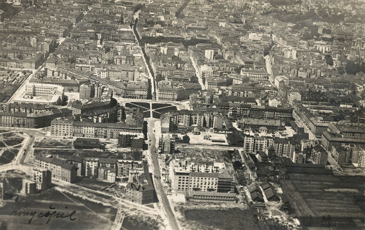 Panorama jugoistočnog dijela Zagreba oko 1933. godine, pogled prema zapadu